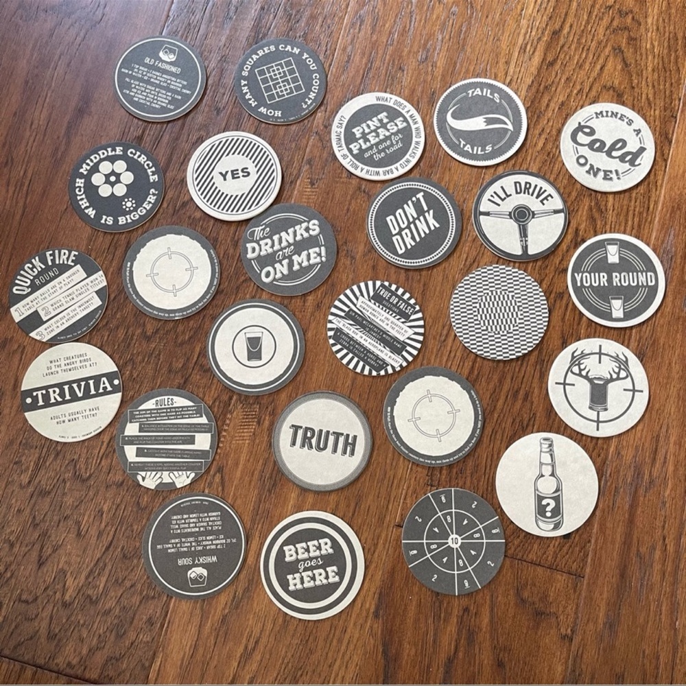 Gentlemen’s Bar Games 25 Coasters Reversible Pub Style Mancave Trivia